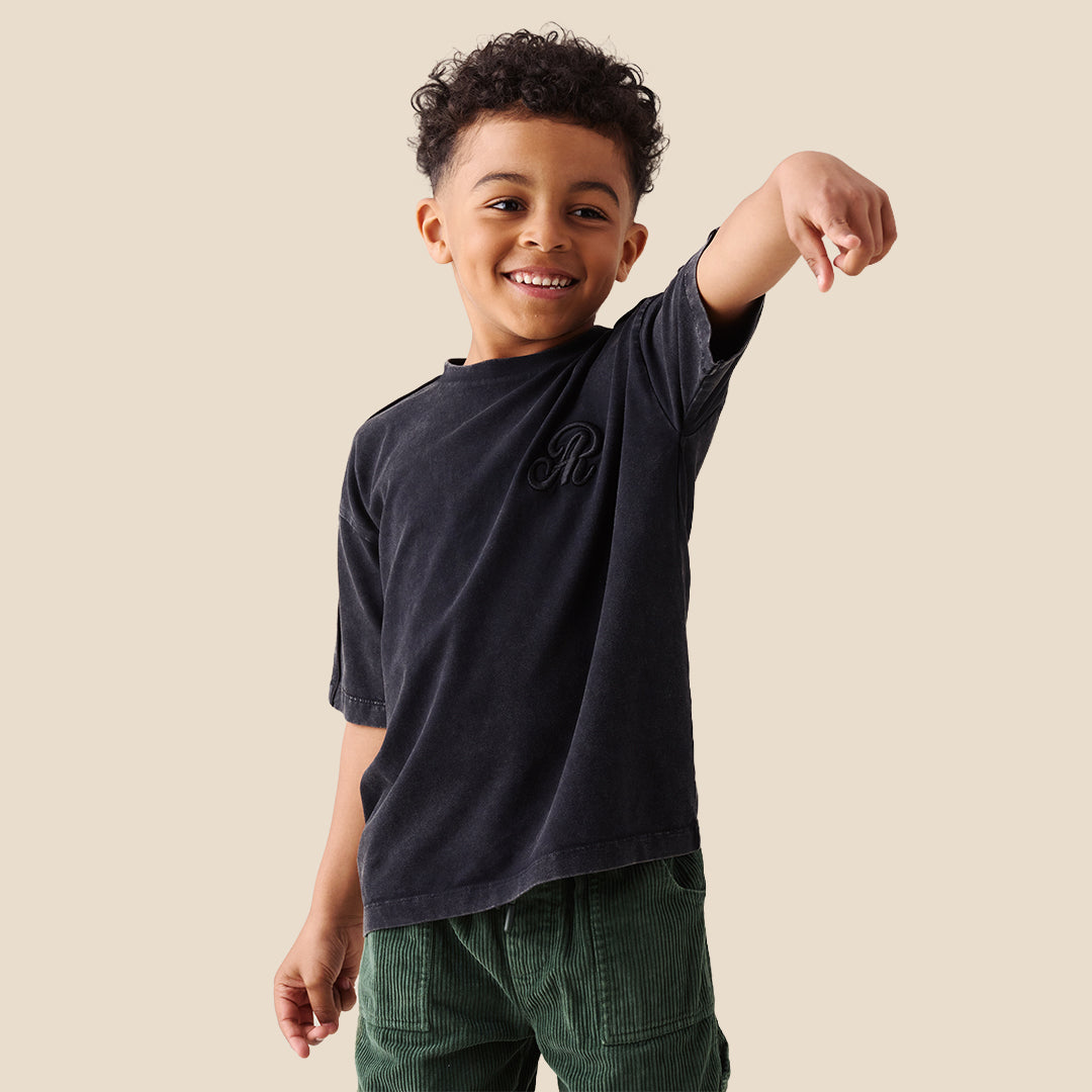 Angel & Rocket Boys Solid Black T-Shirts