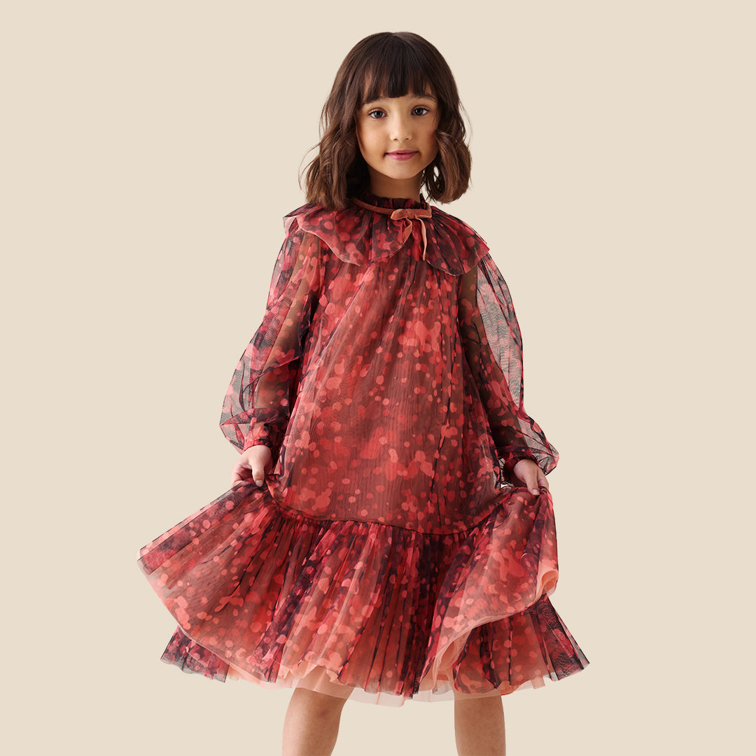 Girls Printed Orange Dresses