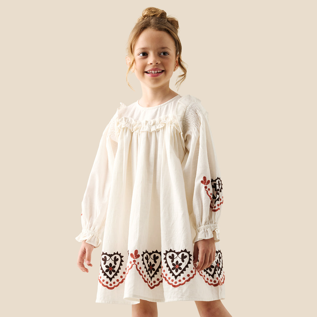 Angel & Rocket Girls Solid Cream Dresses