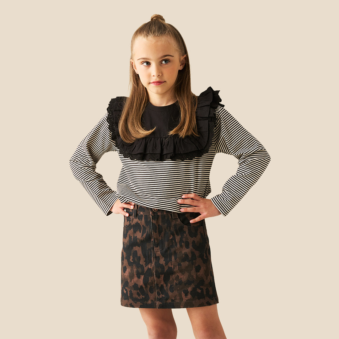 Girls Printed Brown Skirt - Angel & Rocket