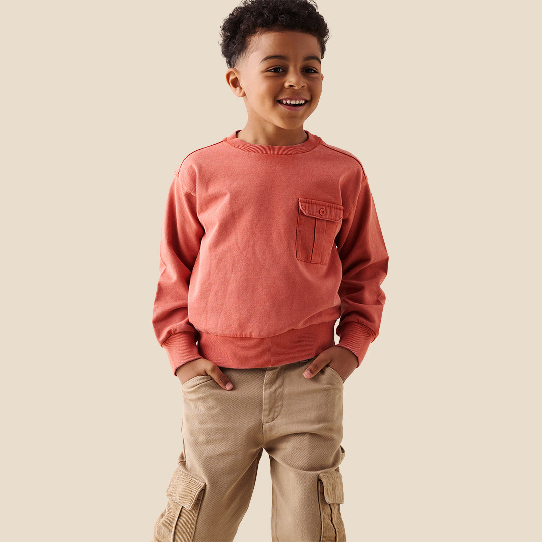 Boys Solid Orange Sweatshirts - Angel & Rocket