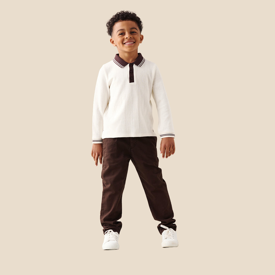 Boys Solid White Polo T-shirts - Angel & Rocket