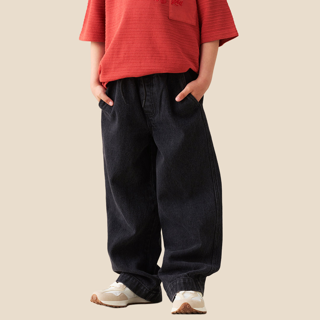Boys Solid Black Jeans - Angel & Rocket