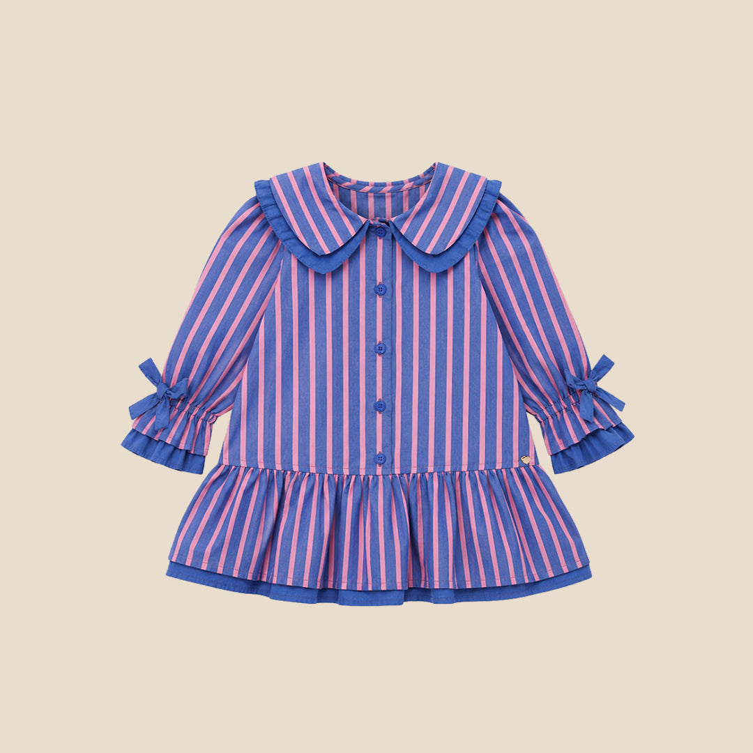 Frankie Stripe Double Collar Dress - Blue