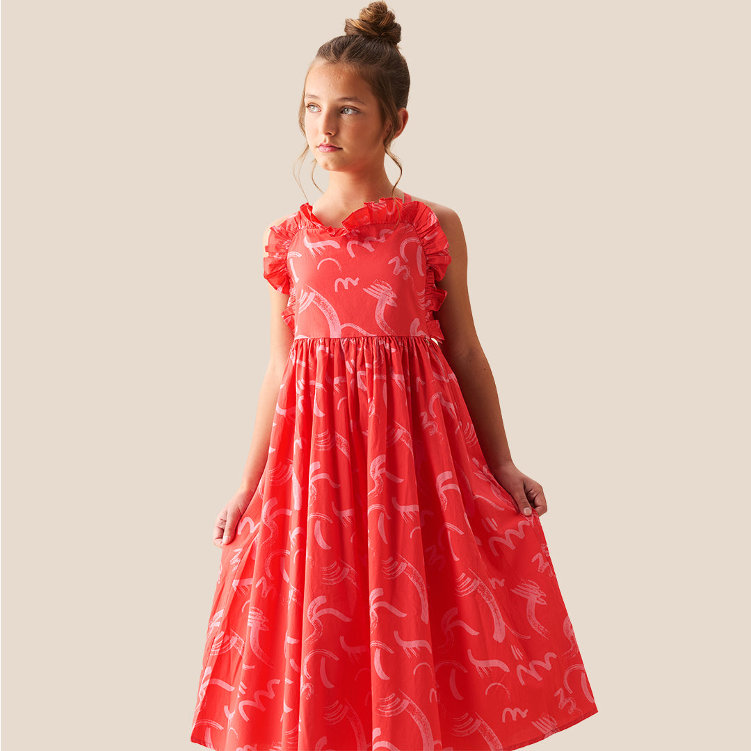 Evie Print Frill Swing Dress