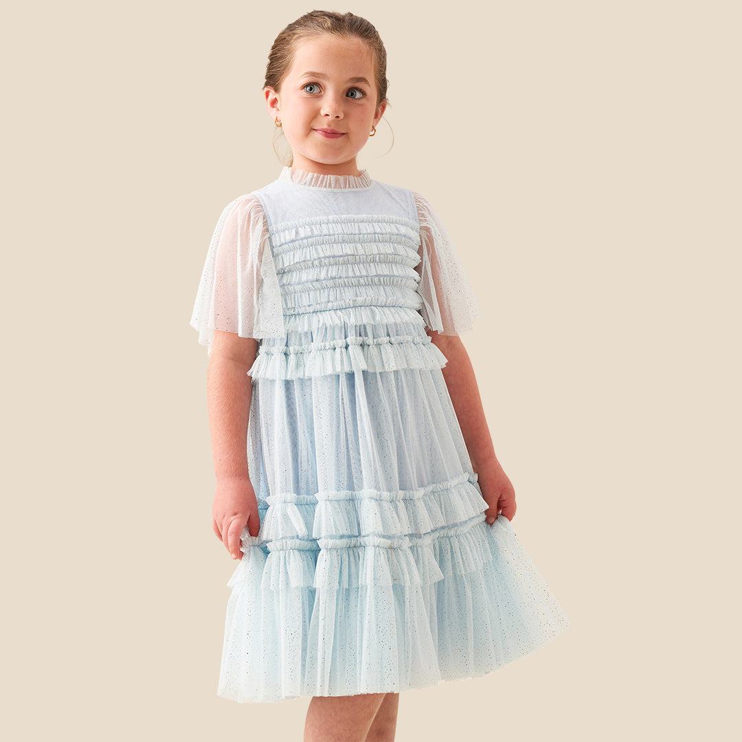 Xeni Ruffle Detail Mesh Dress