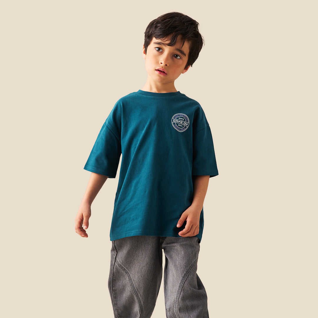 Angel & Rocket Boys Printed Blue T-Shirts