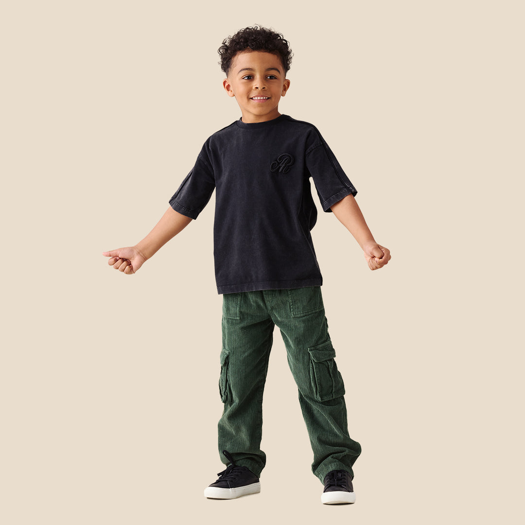 Angel & Rocket Boys Solid Black T-Shirts