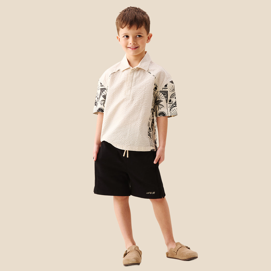 Regan Cut And Sew Stripe Palm Shirt - Angel & Rocket