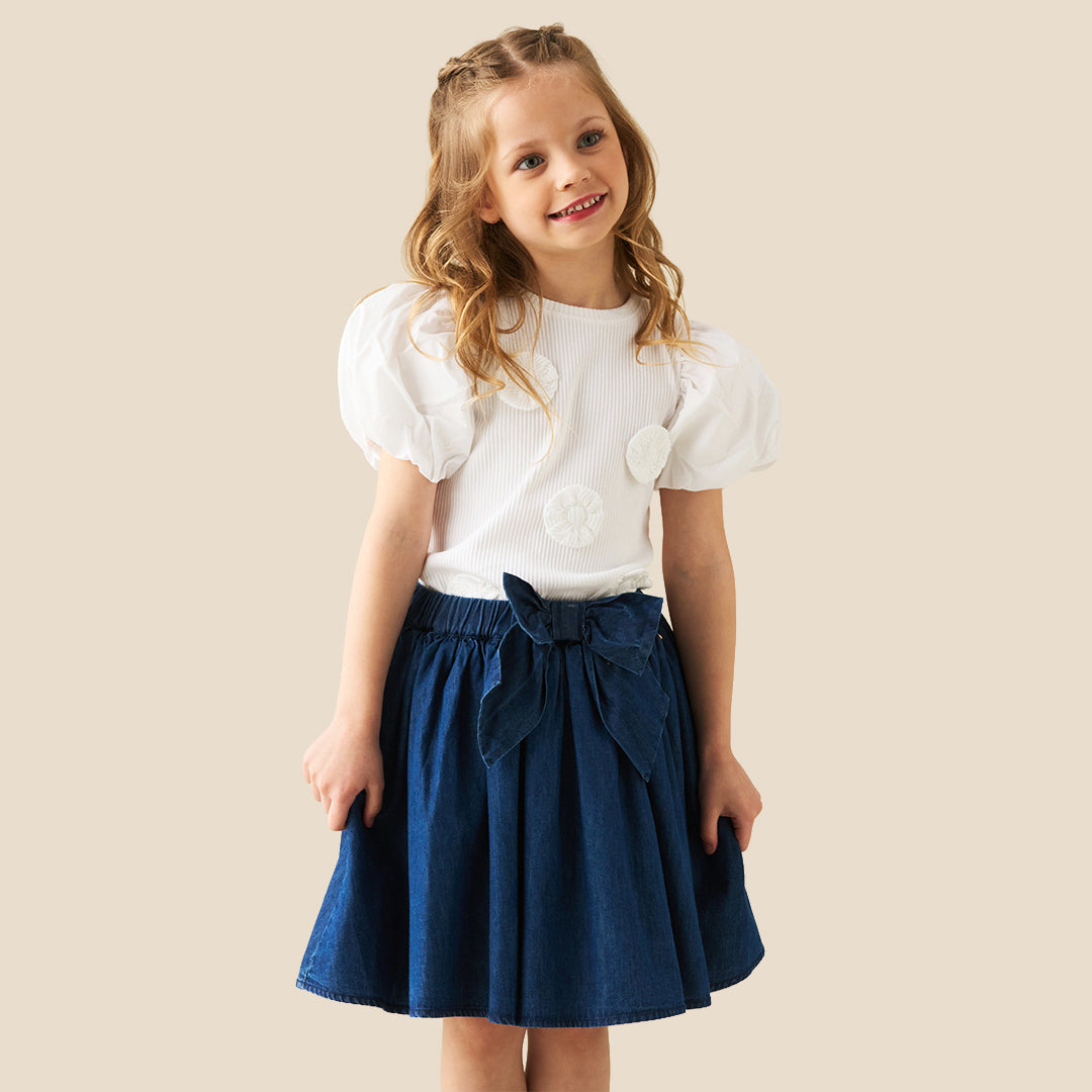 Girls Solid White T-shirts - Angel & Rocket