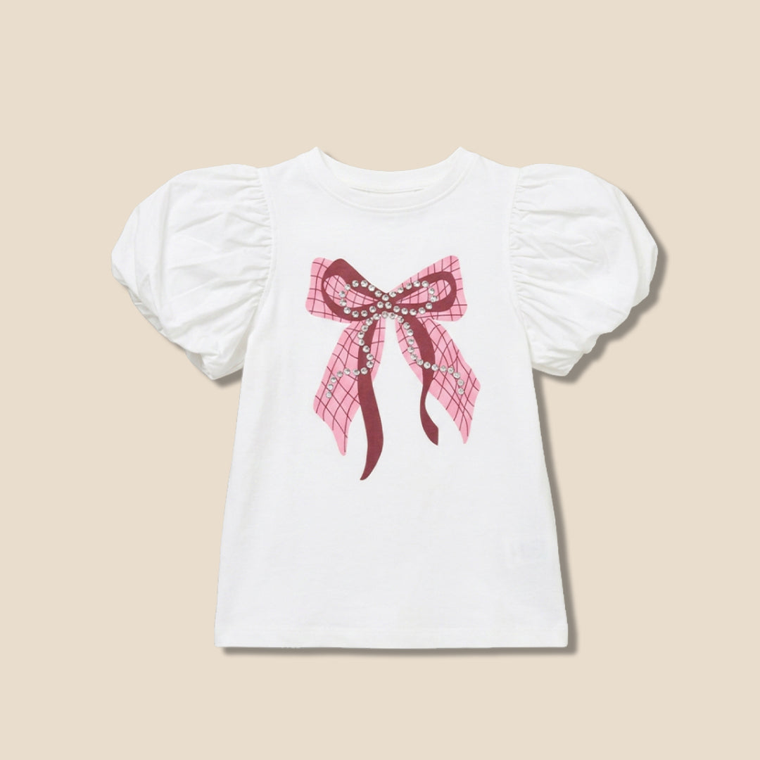 Angel & Rocket Girls Solid White T-Shirts