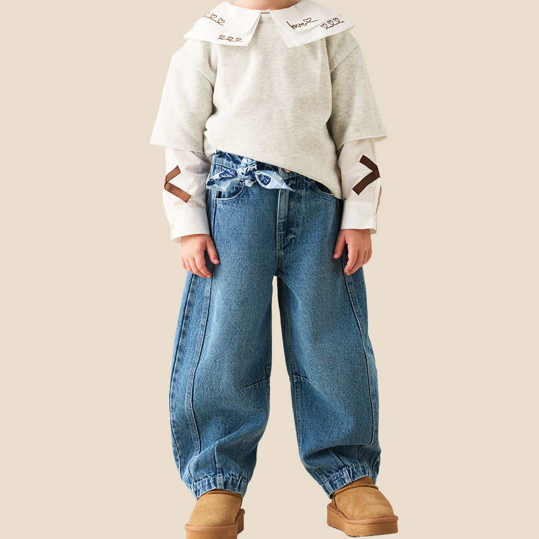 Girls Solid Blue Jeans - Angel & Rocket