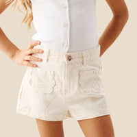 Girls Solid White Shorts