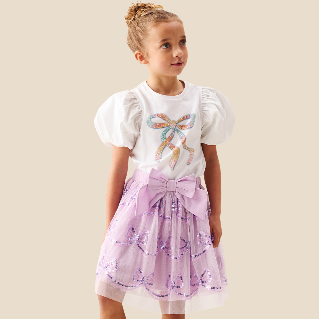 Delta Purple Bow Sequin Skirt