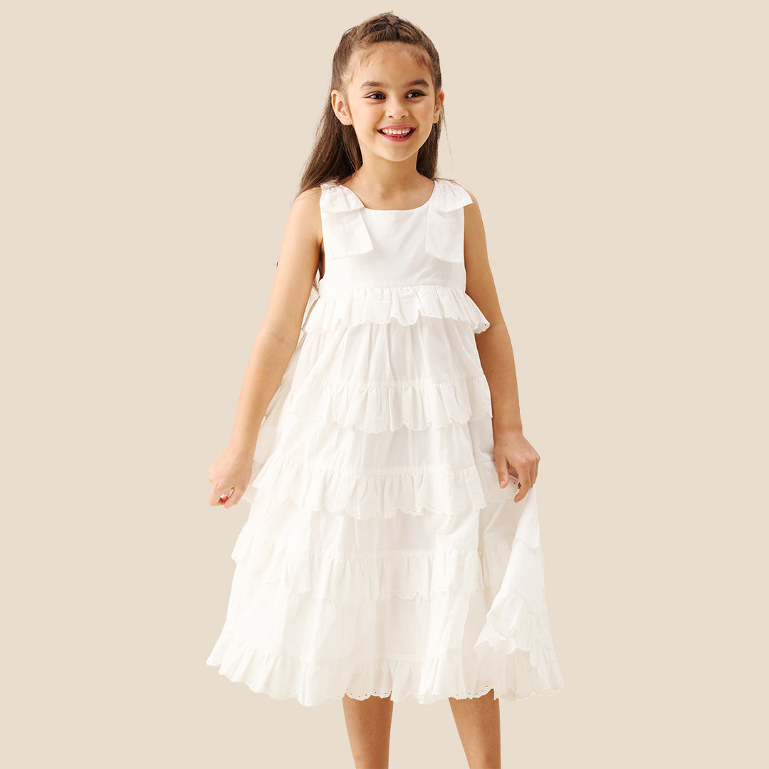 Yasmine Bow Strap Detail Tiered Midaxi Dress