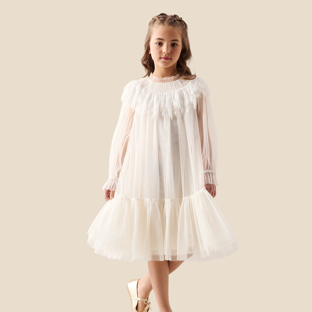 Girls Printed Cream Dresses - Angel & Rocket