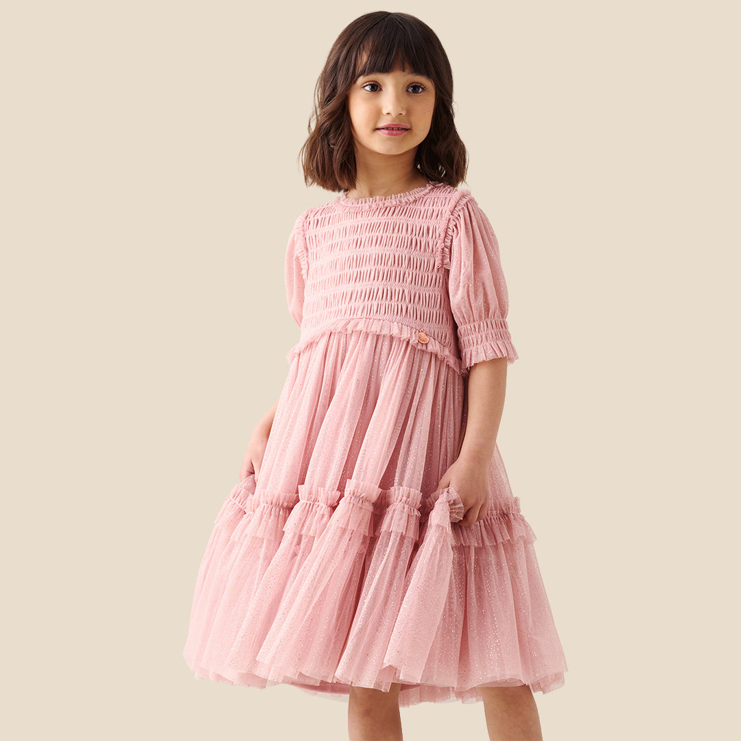 Girls Embellished Pink Dresses - Angel & Rocket