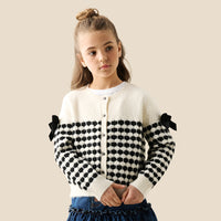 Nina Black And White Bow Detail Cardigan