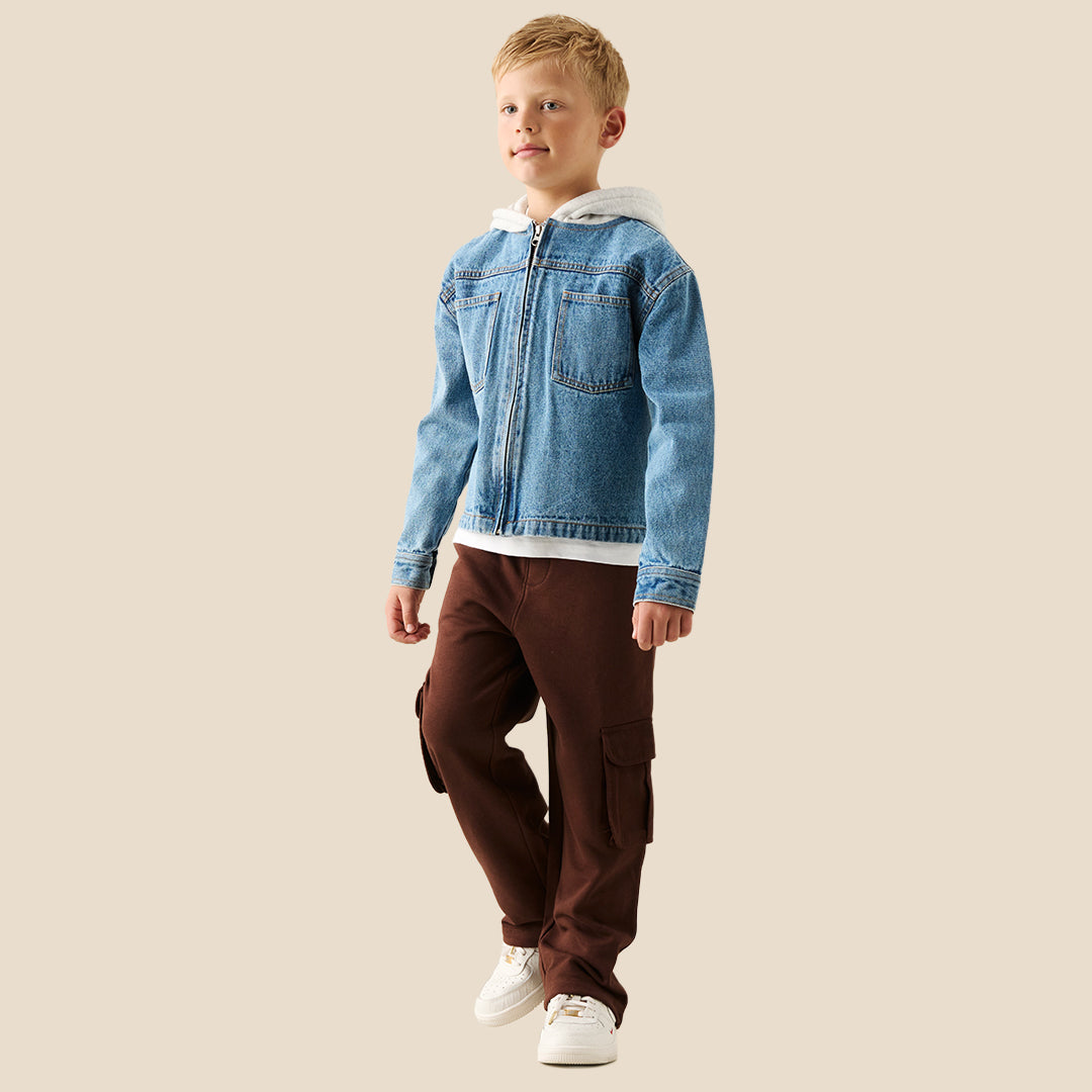 Boys Solid Brown Joggers - Angel & Rocket