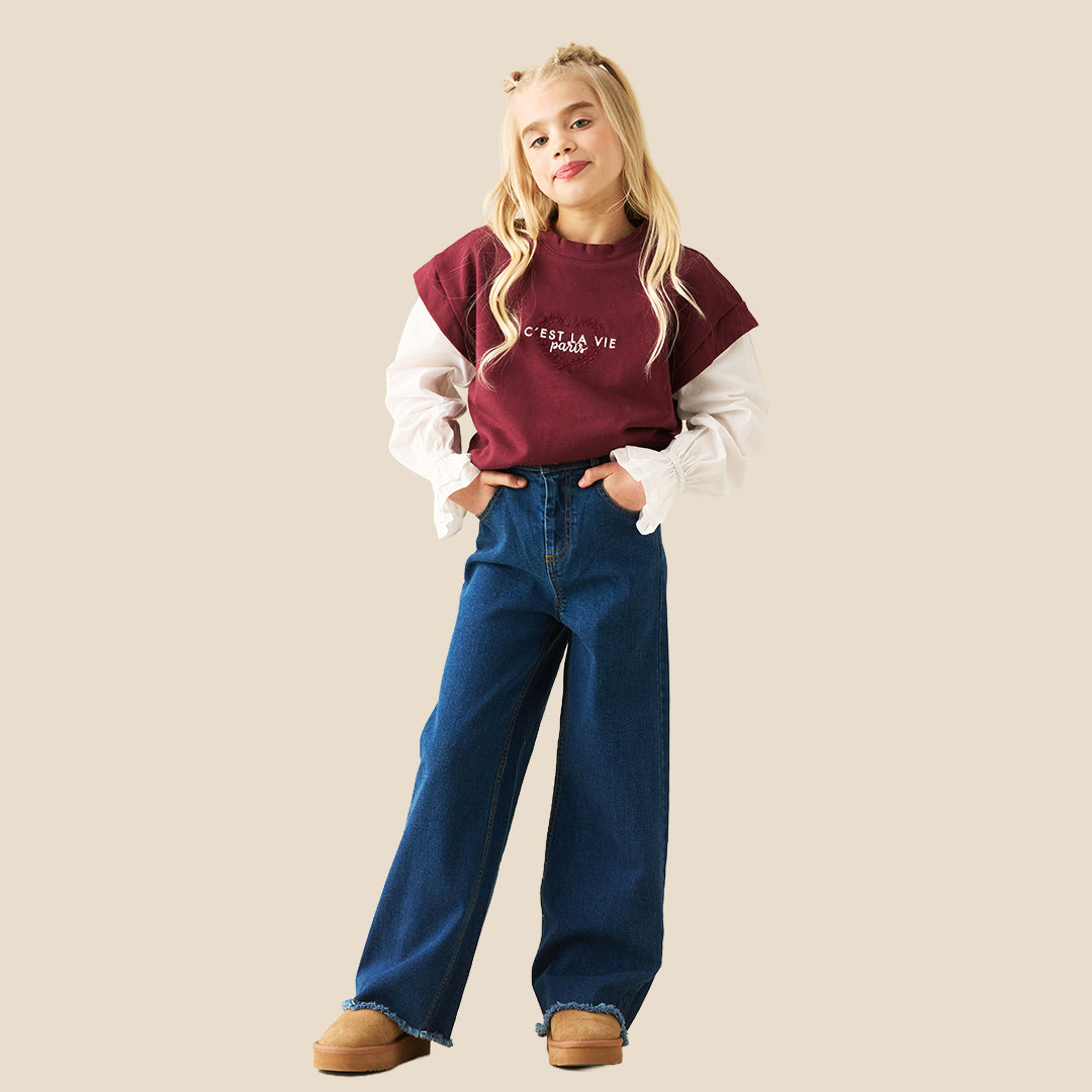Girls Solid Blue Jeans - Angel & Rocket