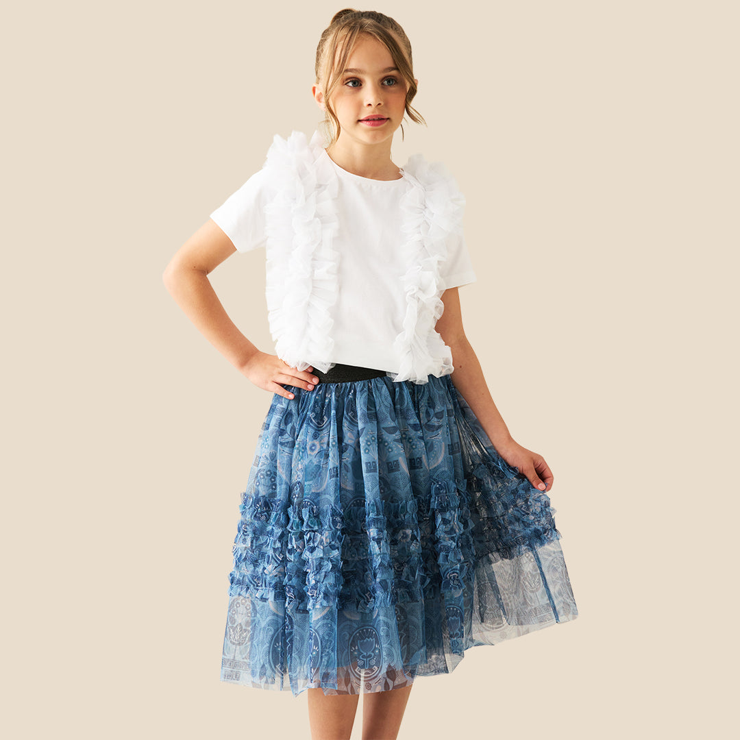 Girls Solid White T-shirts - Angel & Rocket