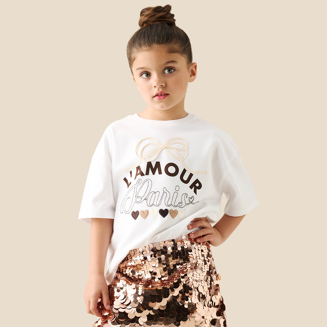 Girls Solid White T-shirts - Angel & Rocket