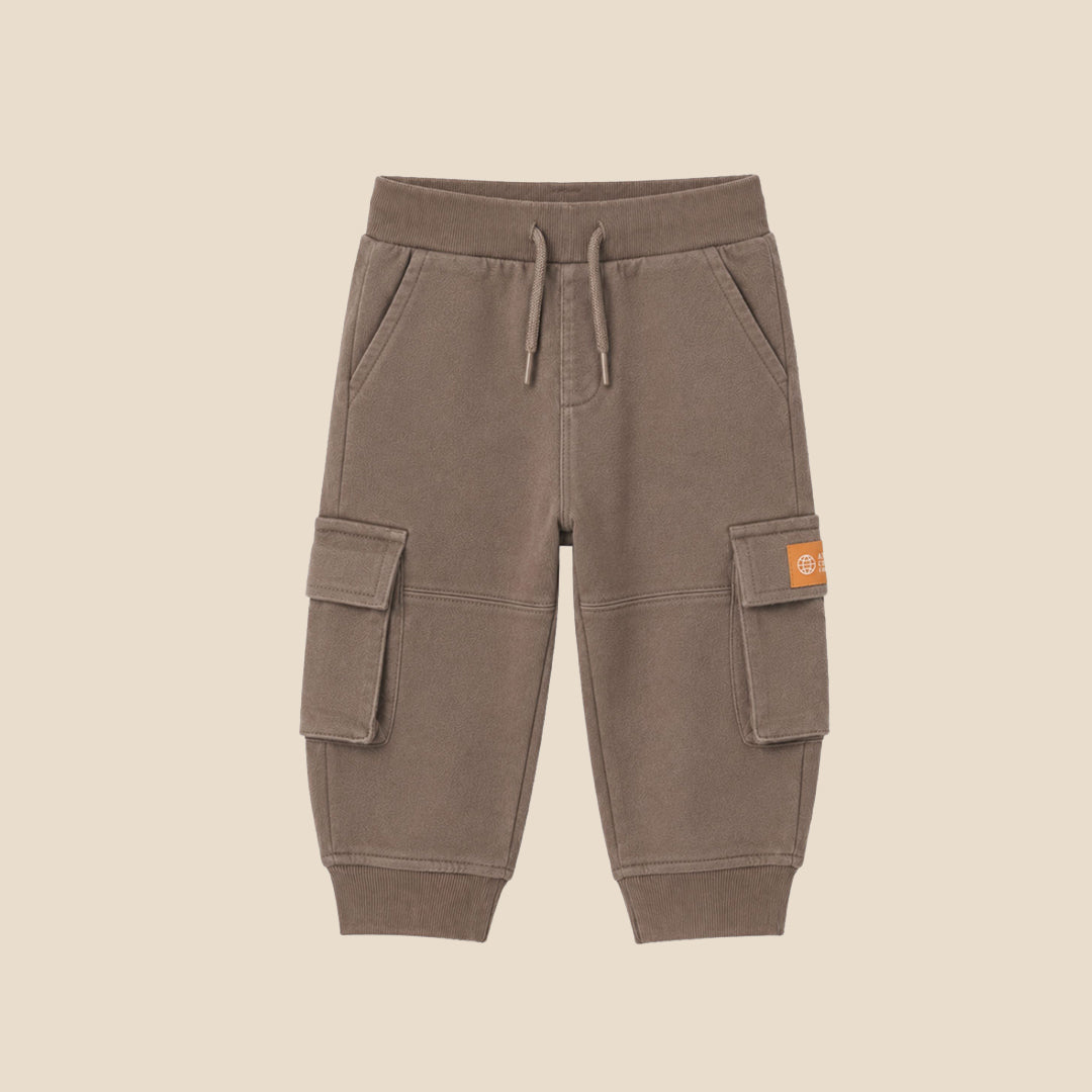 Baby Boys Solid Brown Joggers - Angel & Rocket