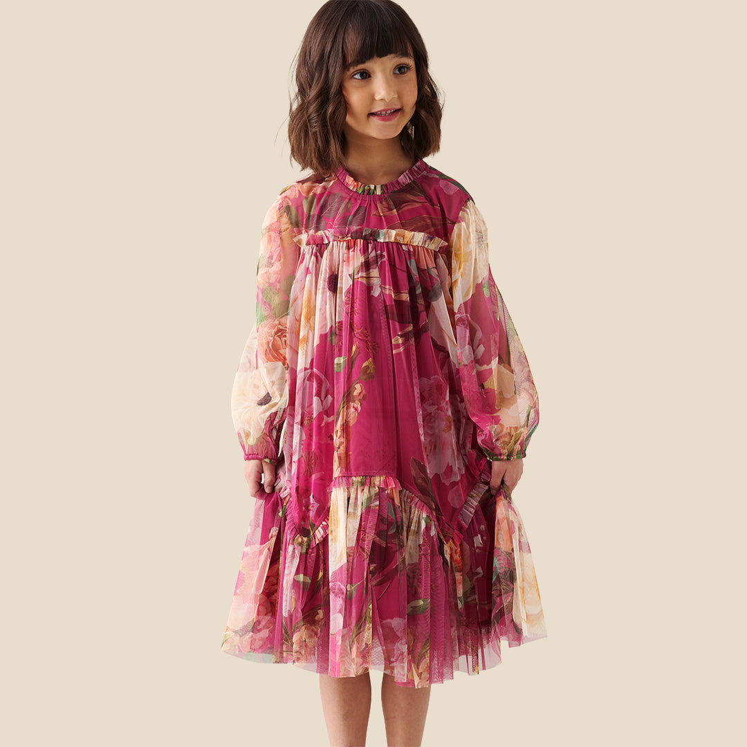 Angel & Rocket Girls Printed Pink Dresses