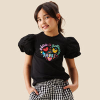 Aida Amore Print Puff Sleeve T Shirt