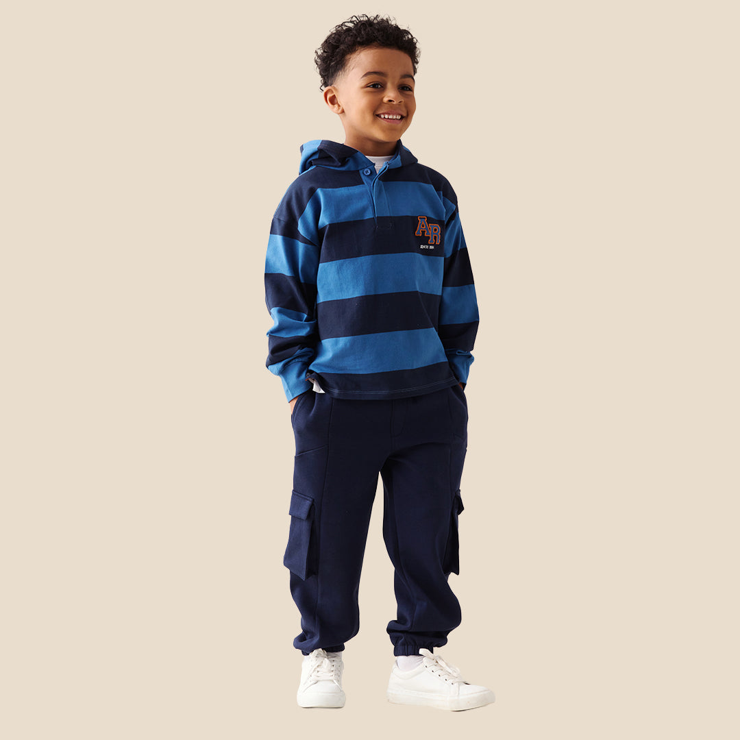 Marco Hooded Rugby Shirt Blue