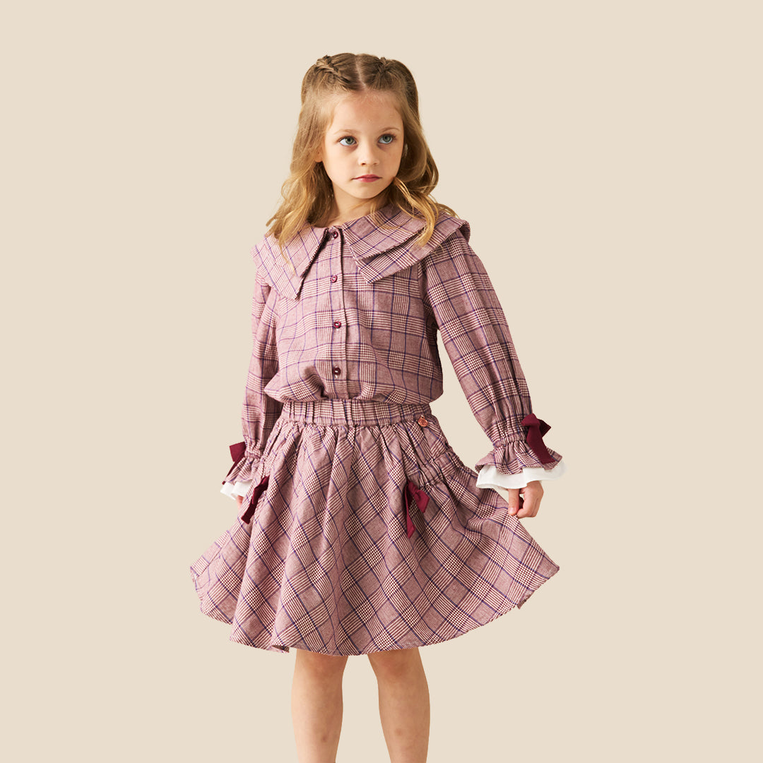 Clara Double Collar Check Blouse