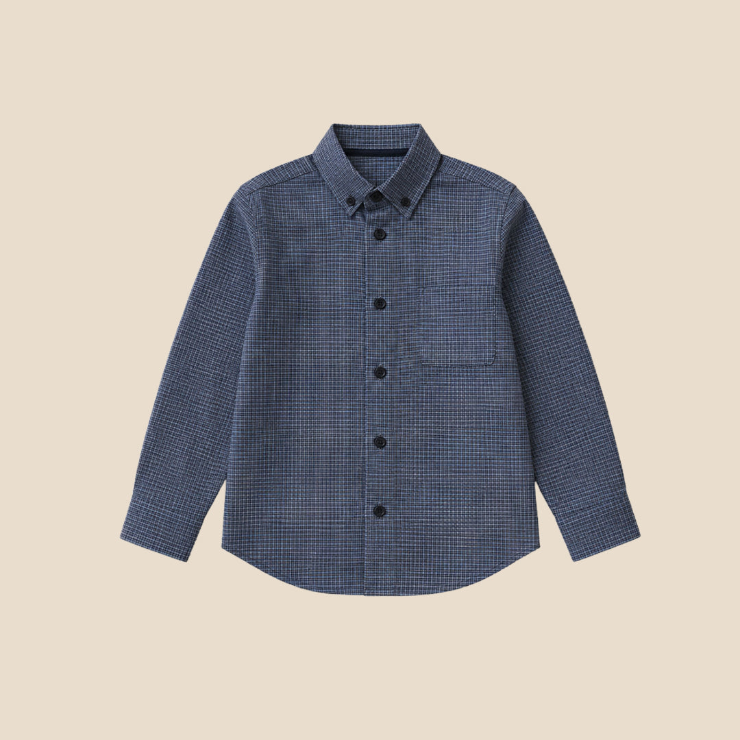 Boys Yarn Dyed Navy Shirts - Angel & Rocket