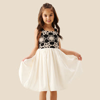 Girls Embroidered Cream Smart Dress