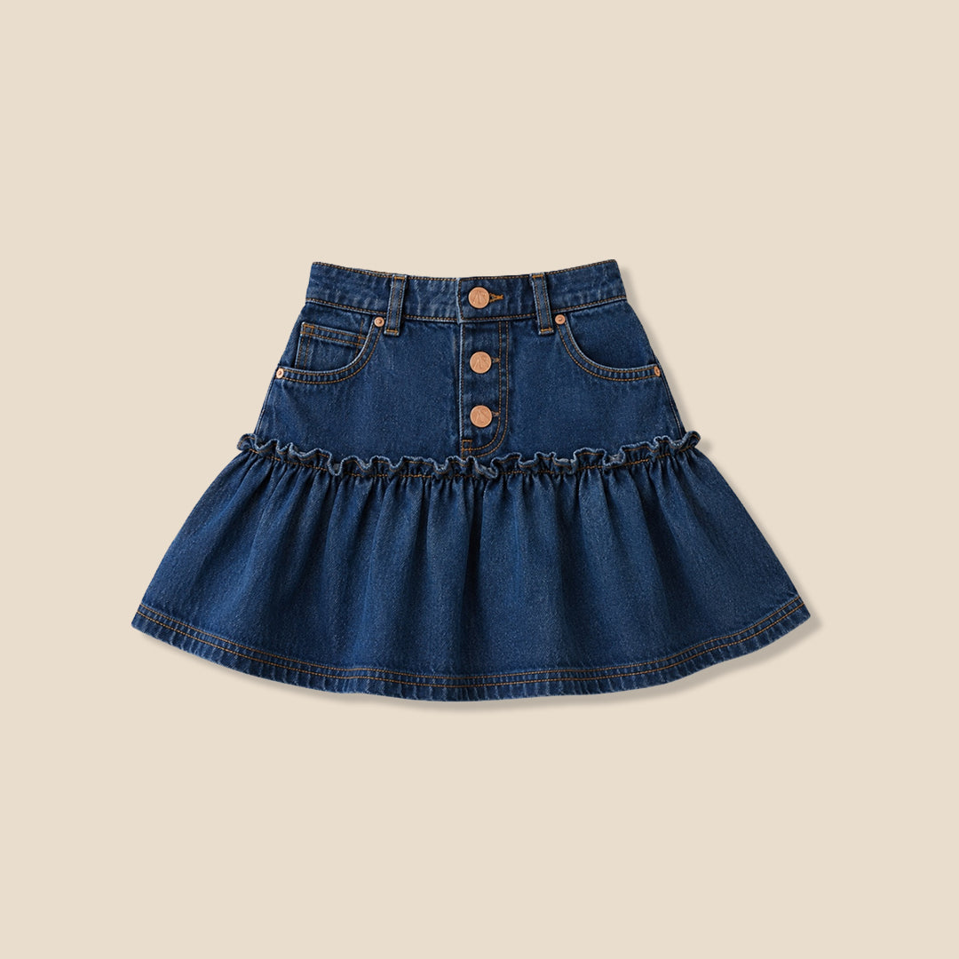 Girls Solid Blue Skirt - Angel & Rocket