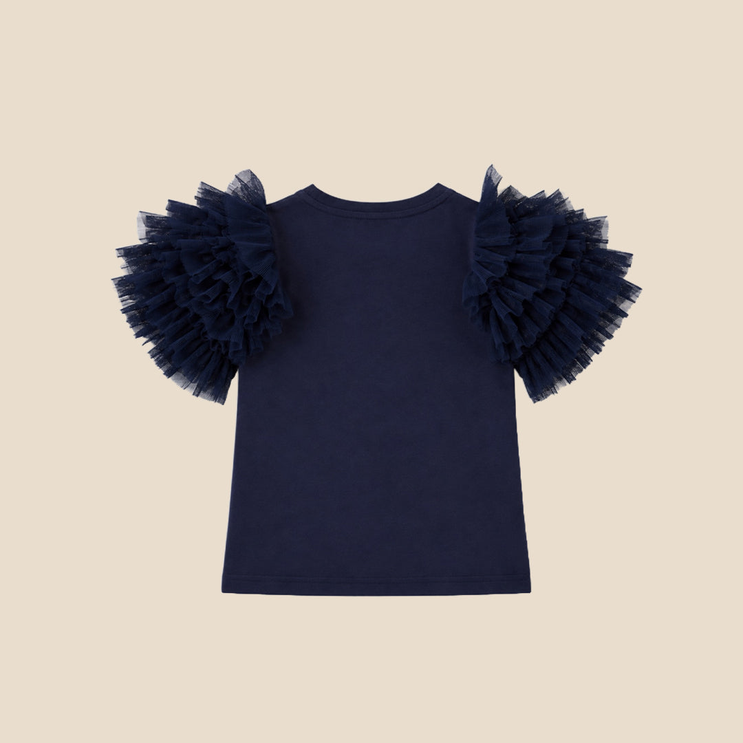 Angel & Rocket Girls Solid Navy T-Shirts