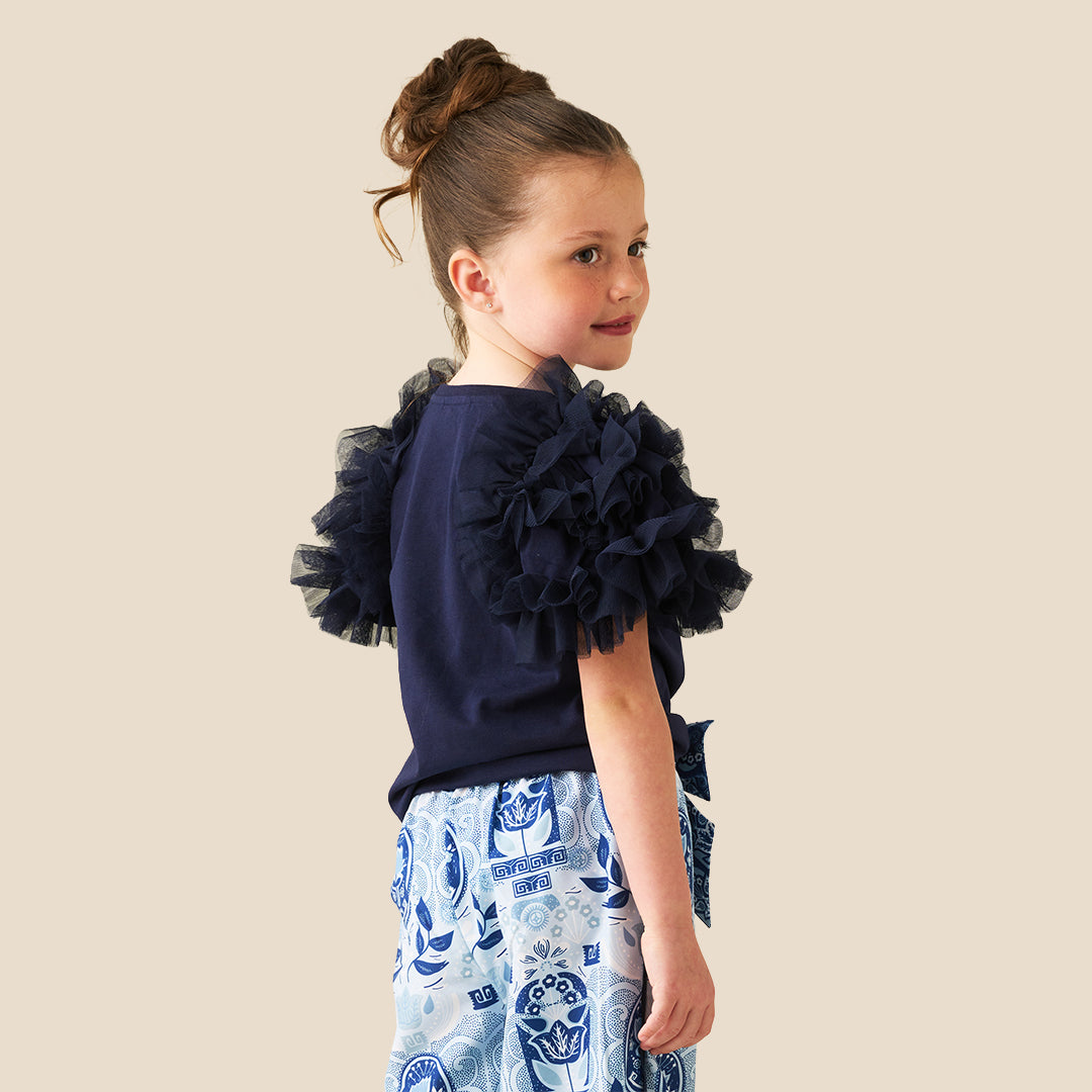Angel & Rocket Girls Solid Navy T-Shirts