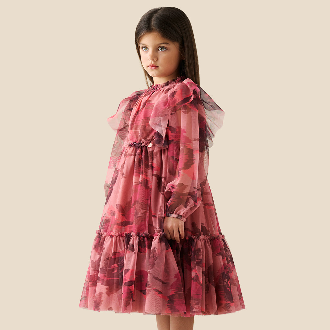 Girls Printed Orange Dresses - Angel & Rocket