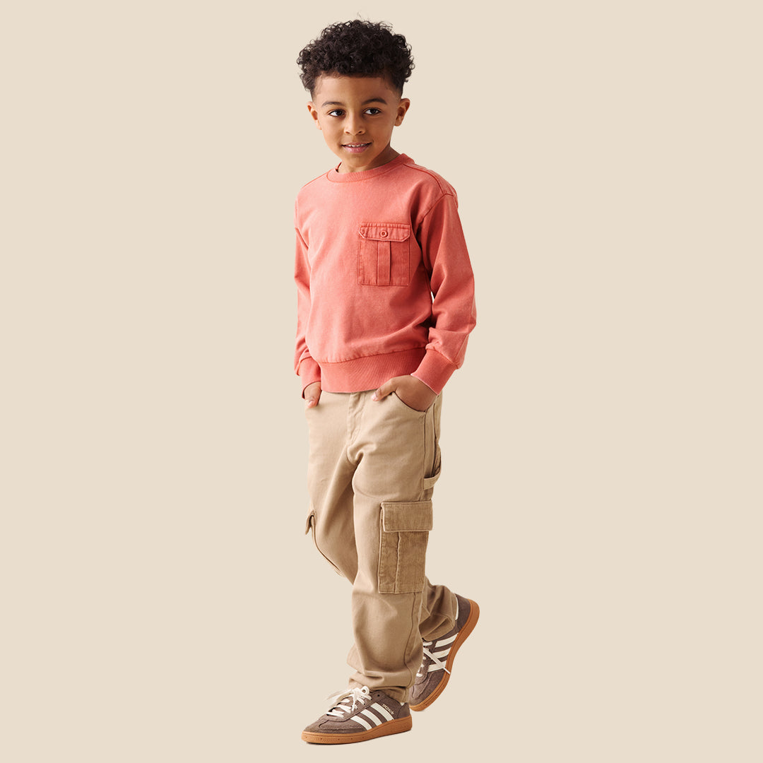 Boys Solid Orange Sweatshirts - Angel & Rocket