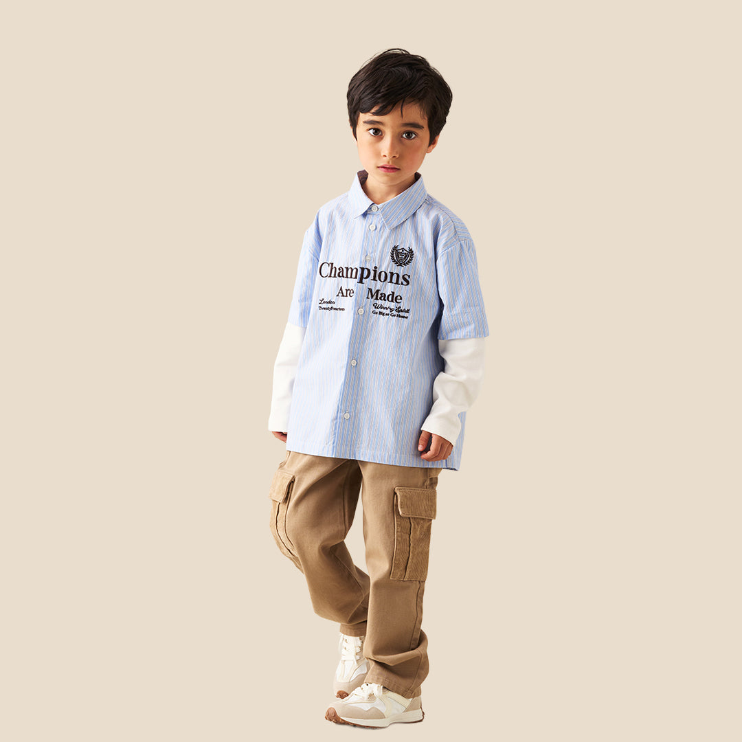 Boys Printed Blue Shirts - Angel & Rocket