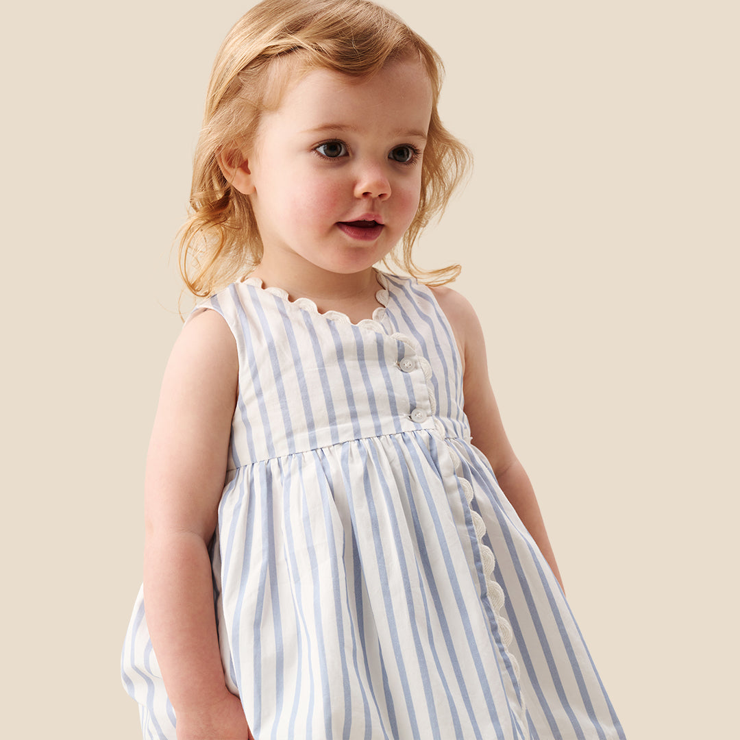 Maggie Stripe Scalloped Dress