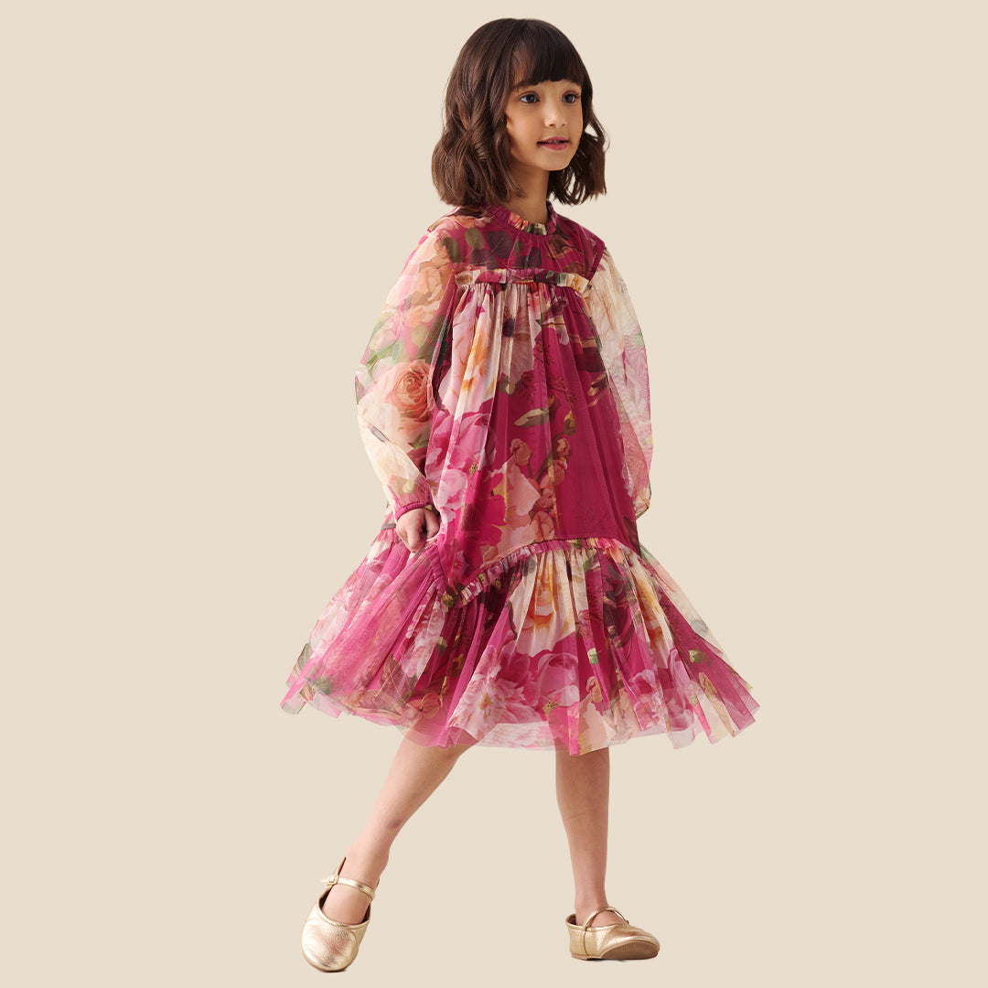 Angel & Rocket Girls Printed Pink Dresses