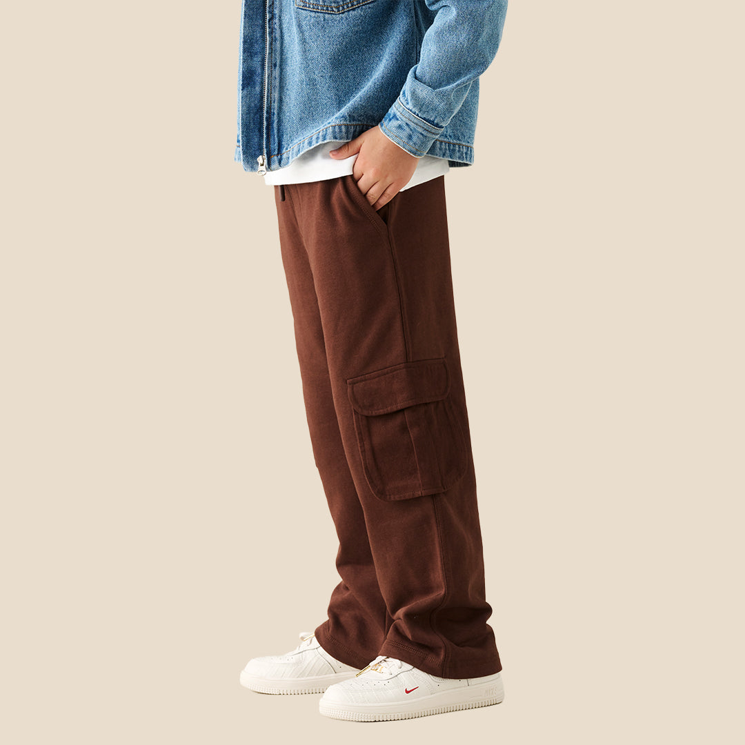 Boys Solid Brown Joggers - Angel & Rocket