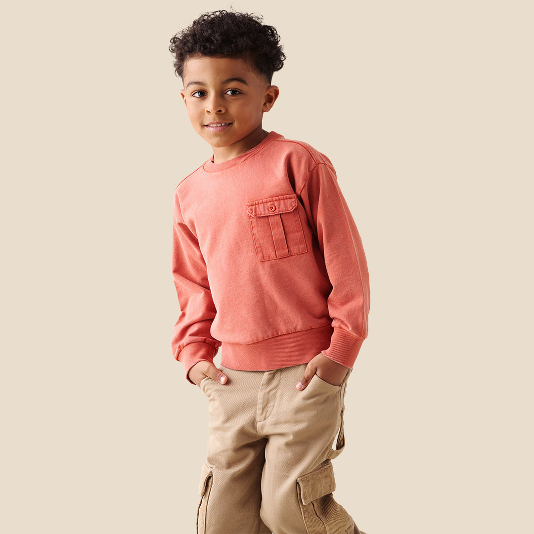 Boys Solid Orange Sweatshirts - Angel & Rocket
