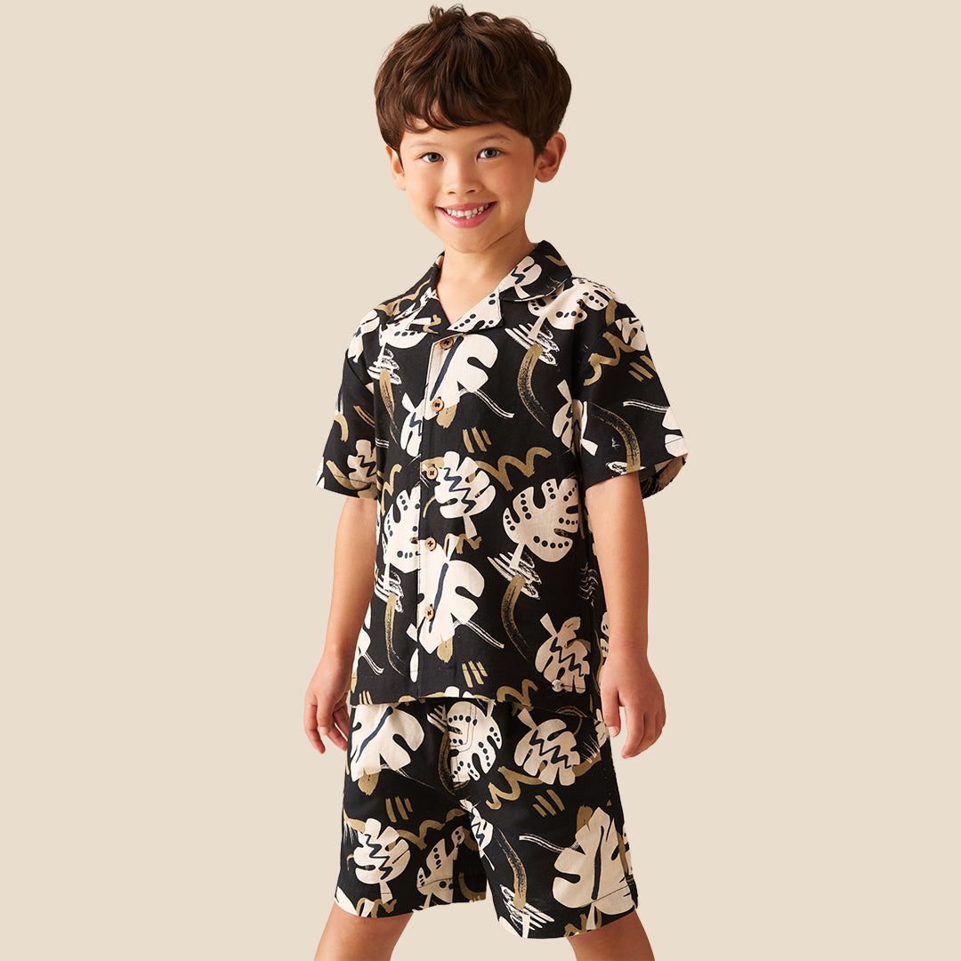 Finn Leaf Print Textured Shirt