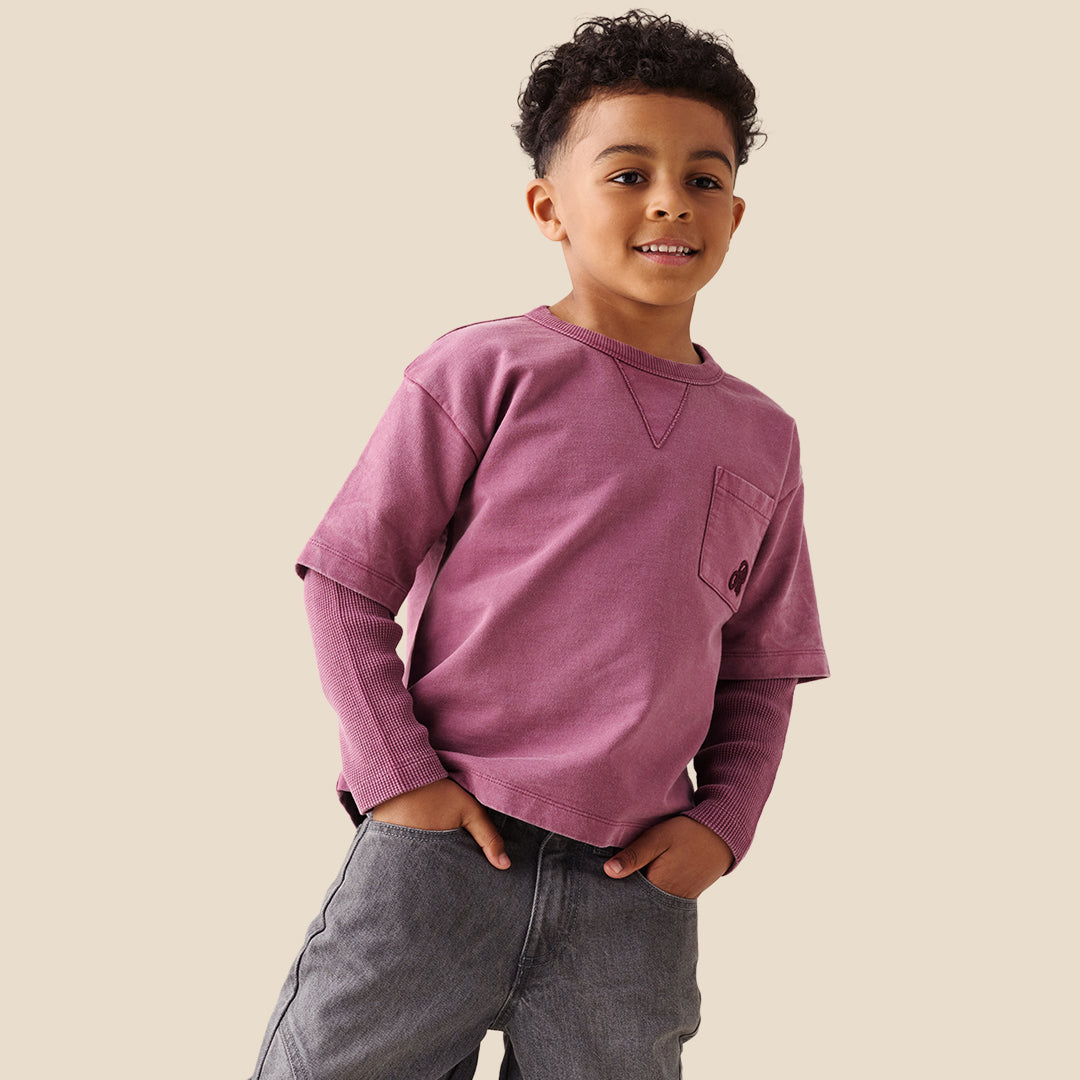 Boys Solid Purple Sweatshirts - Angel & Rocket