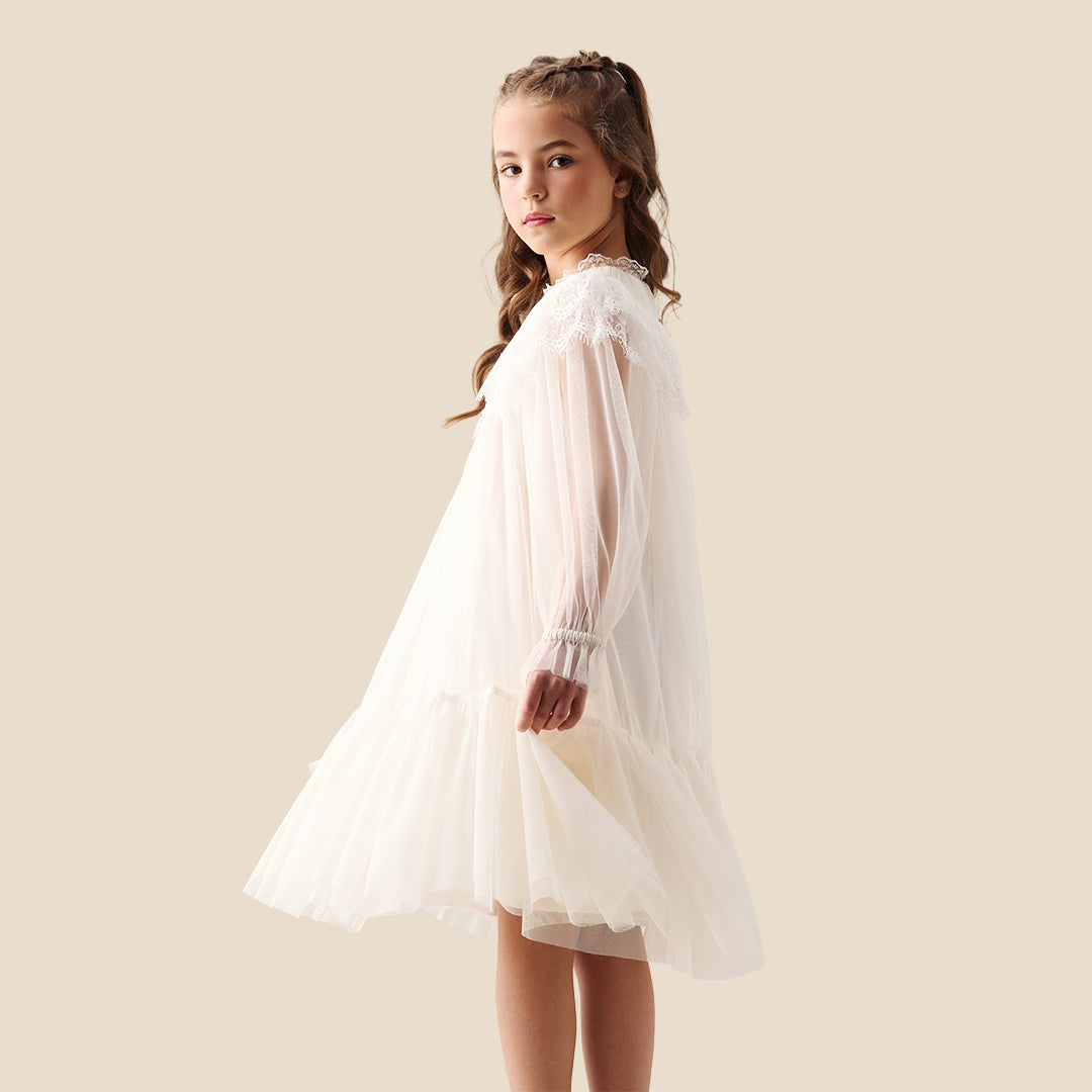 Girls Printed Cream Dresses - Angel & Rocket