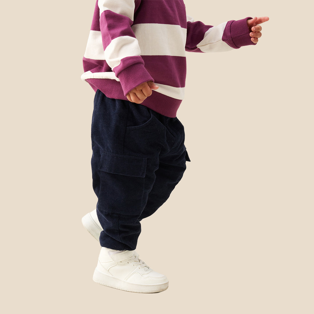 Baby Boys Solid Navy Trousers - Angel & Rocket