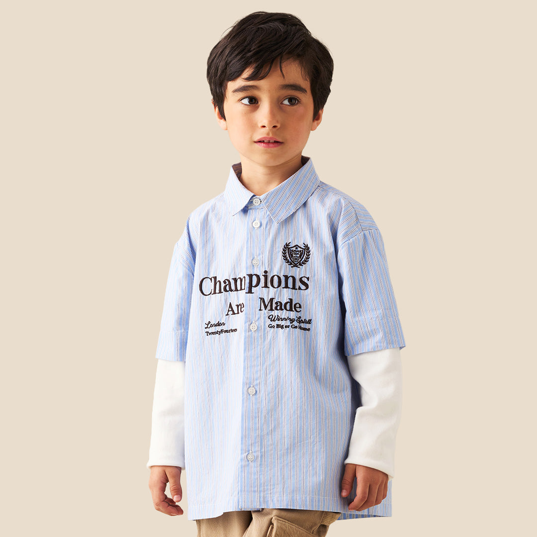 Boys Printed Blue Shirts - Angel & Rocket
