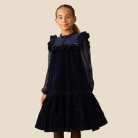 Amelia Velvet Frill Collar Dress