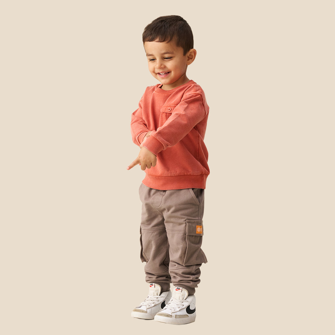 Baby Boys Solid Brown Joggers - Angel & Rocket
